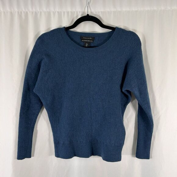Tahari Sweater Women's Small Green 100% Extrafine Werino Wool Pullover - Picture 1 of 5